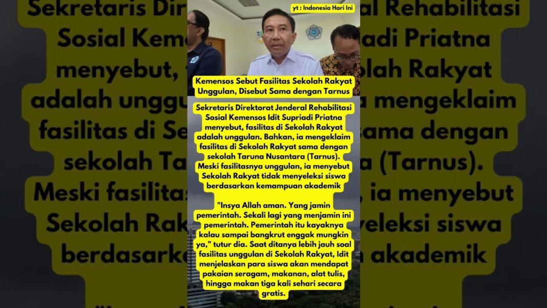 Kemensos Sebut Fasilitas Sekolah Rakyat Unggulan, Disebut Sama dengan Tarnus